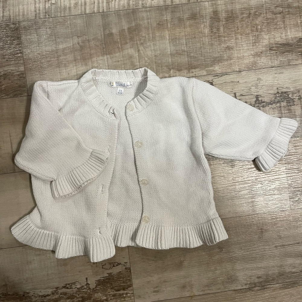 White Ruffled Baby Cardigan